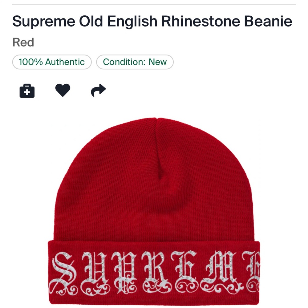Supreme old English rhinestone beanie
